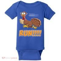 Funny Turkey Thanksgiving Family Funny Gift Trot Run! Baby Bodysuit thumb 0