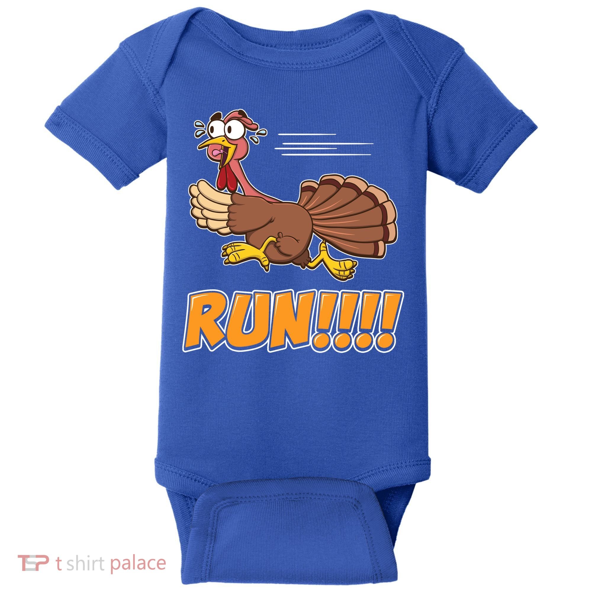 Funny Turkey Thanksgiving Family Funny Gift Trot Run! Baby Bodysuit