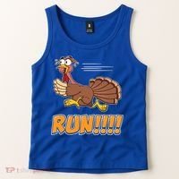 Funny Turkey Thanksgiving Family Funny Gift Trot Run! Tank Top thumb 2