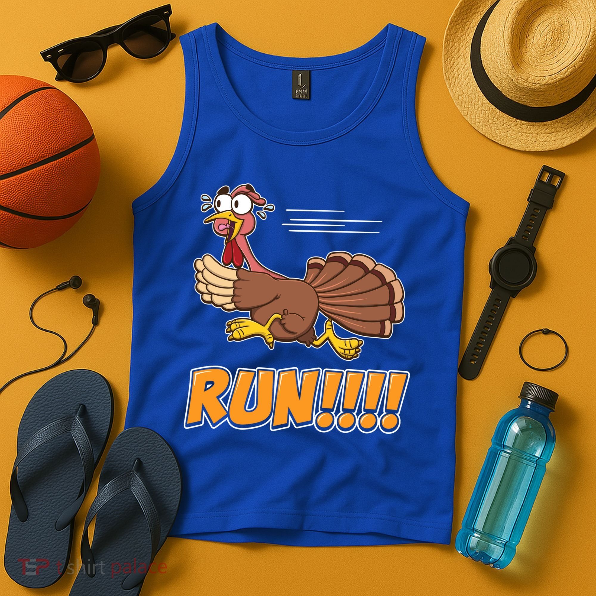 Funny Turkey Thanksgiving Family Funny Gift Trot Run! Tank Top