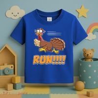 Funny Turkey Thanksgiving Family Funny Gift Trot Run! Toddler T-Shirt thumb 3