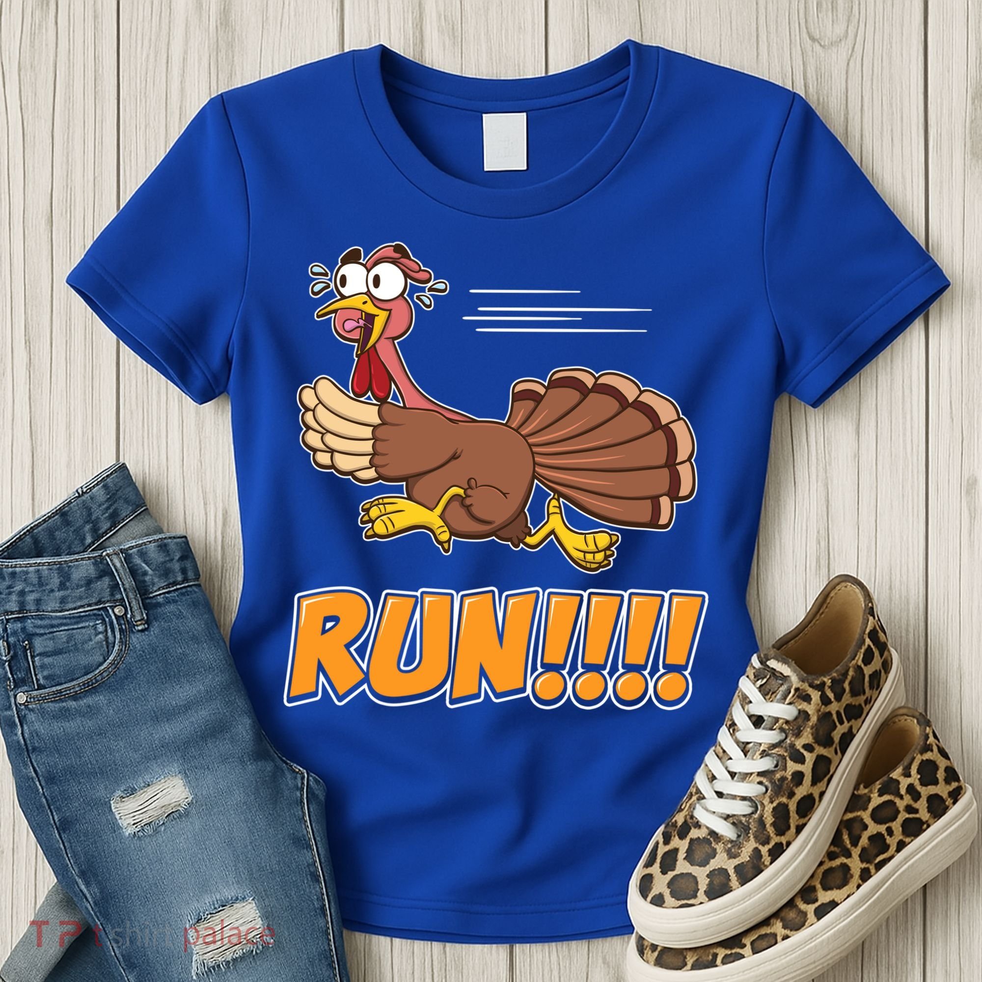 Funny Turkey Thanksgiving Family Funny Gift Trot Run! Women's T-Shirt