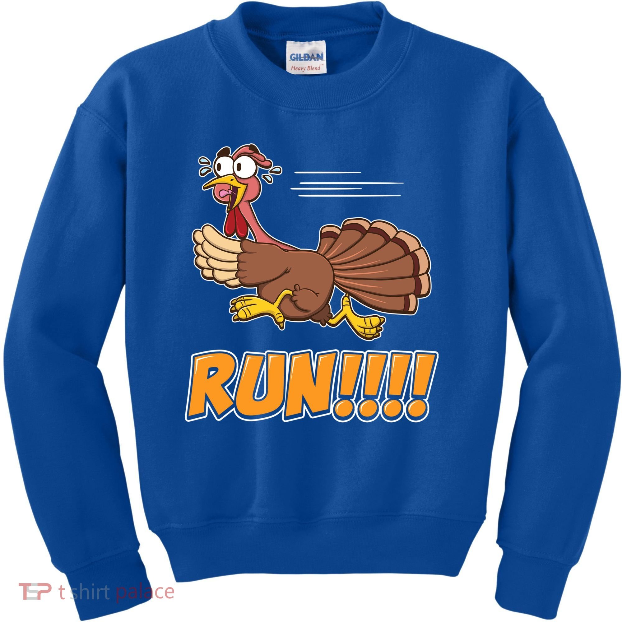 Funny Turkey Thanksgiving Family Funny Gift Trot Run! Kids Sweatshirt