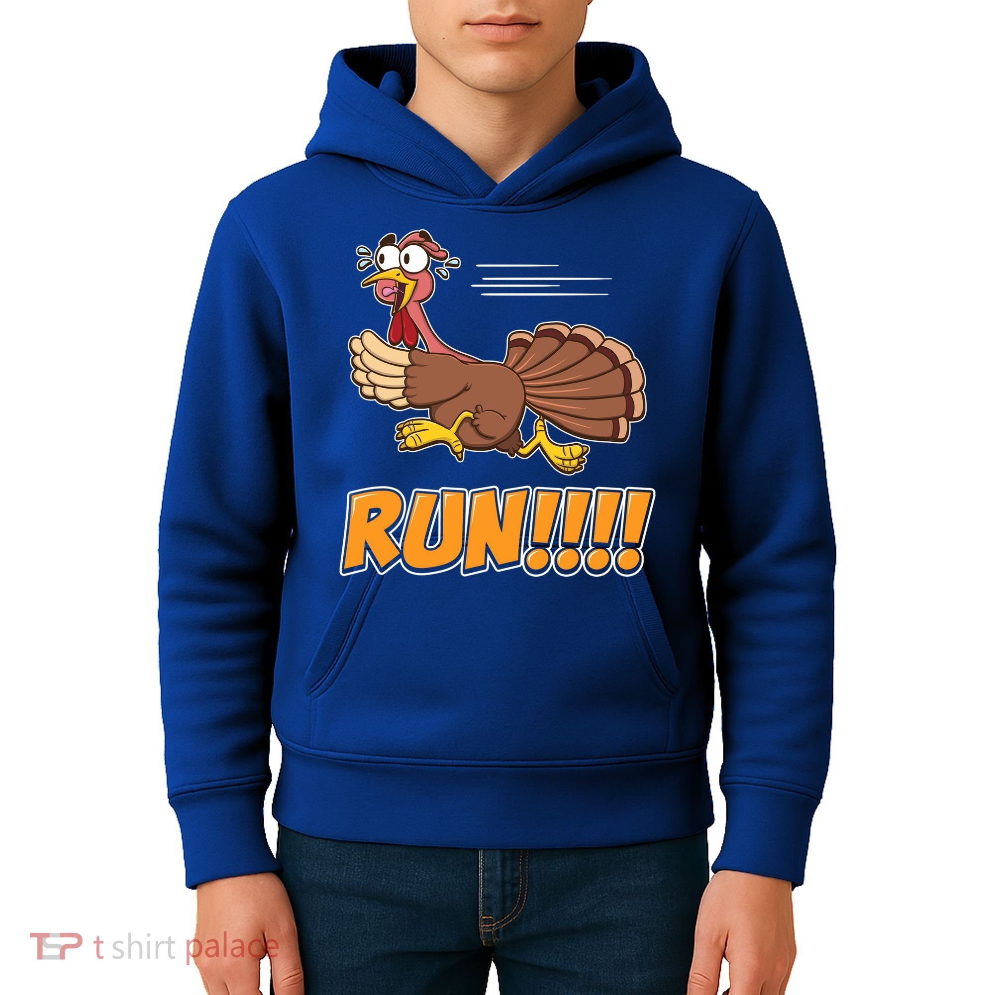Funny Turkey Thanksgiving Family Funny Gift Trot Run! Kids Hoodie