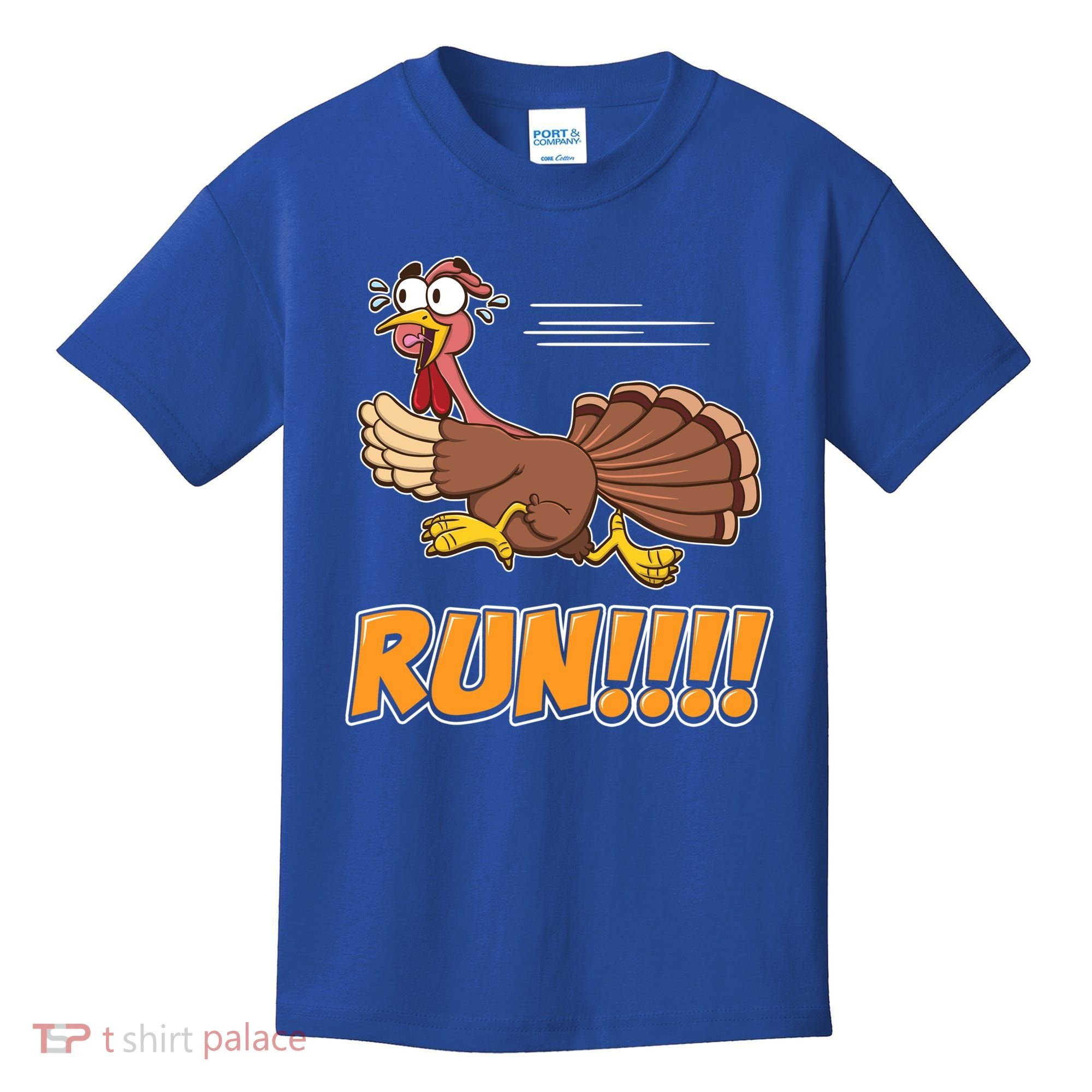 Funny Turkey Thanksgiving Family Funny Gift Trot Run! Kids T-Shirt