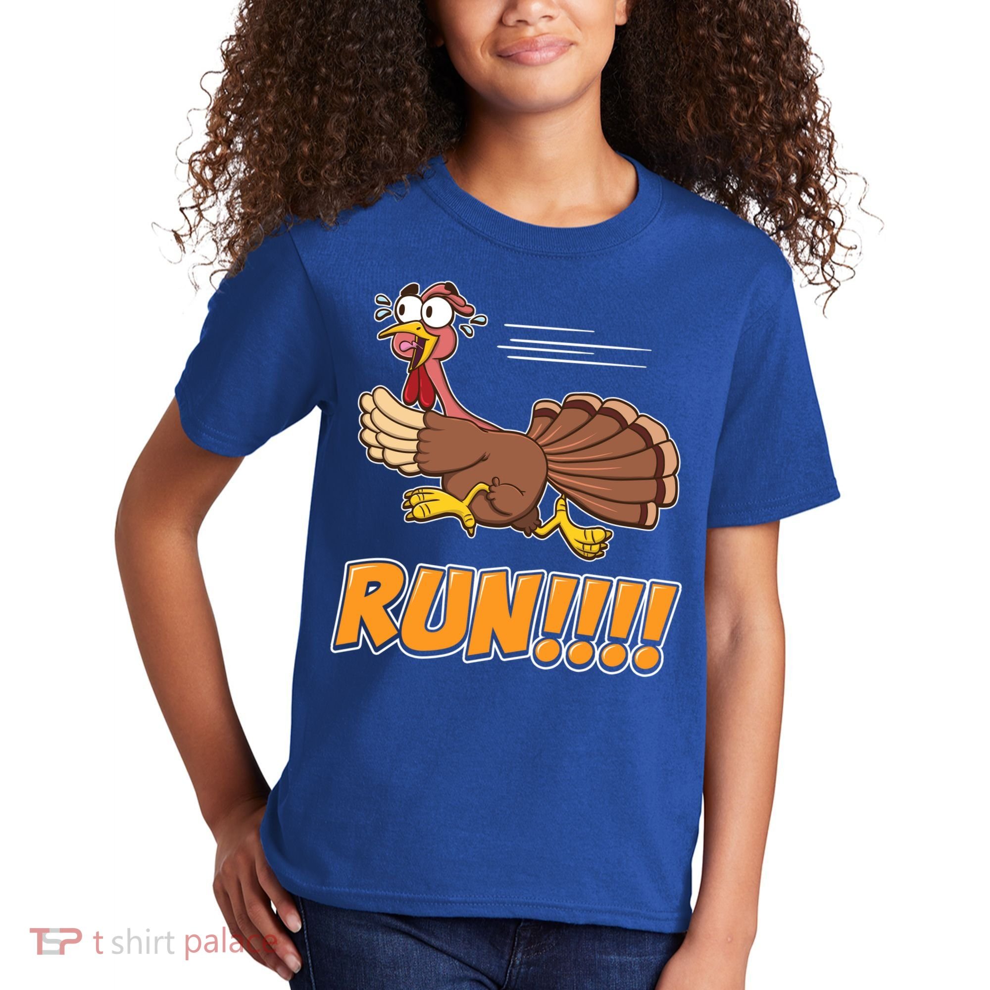 Funny Turkey Thanksgiving Family Funny Gift Trot Run! Kids T-Shirt