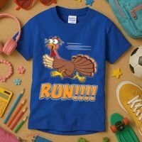 Funny Turkey Thanksgiving Family Funny Gift Trot Run! Kids T-Shirt thumb 3