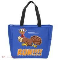 Funny Turkey Thanksgiving Family Funny Gift Trot Run! Tote Bag thumb 0