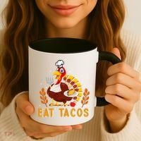 Funny Thanksgiving Turkey Eat Tacos Coffee Mug thumb 3
