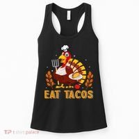 Funny Thanksgiving Turkey Eat Tacos Women's Tank Top thumb 0