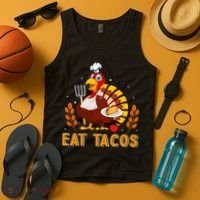 Funny Thanksgiving Turkey Eat Tacos Tank Top thumb 4