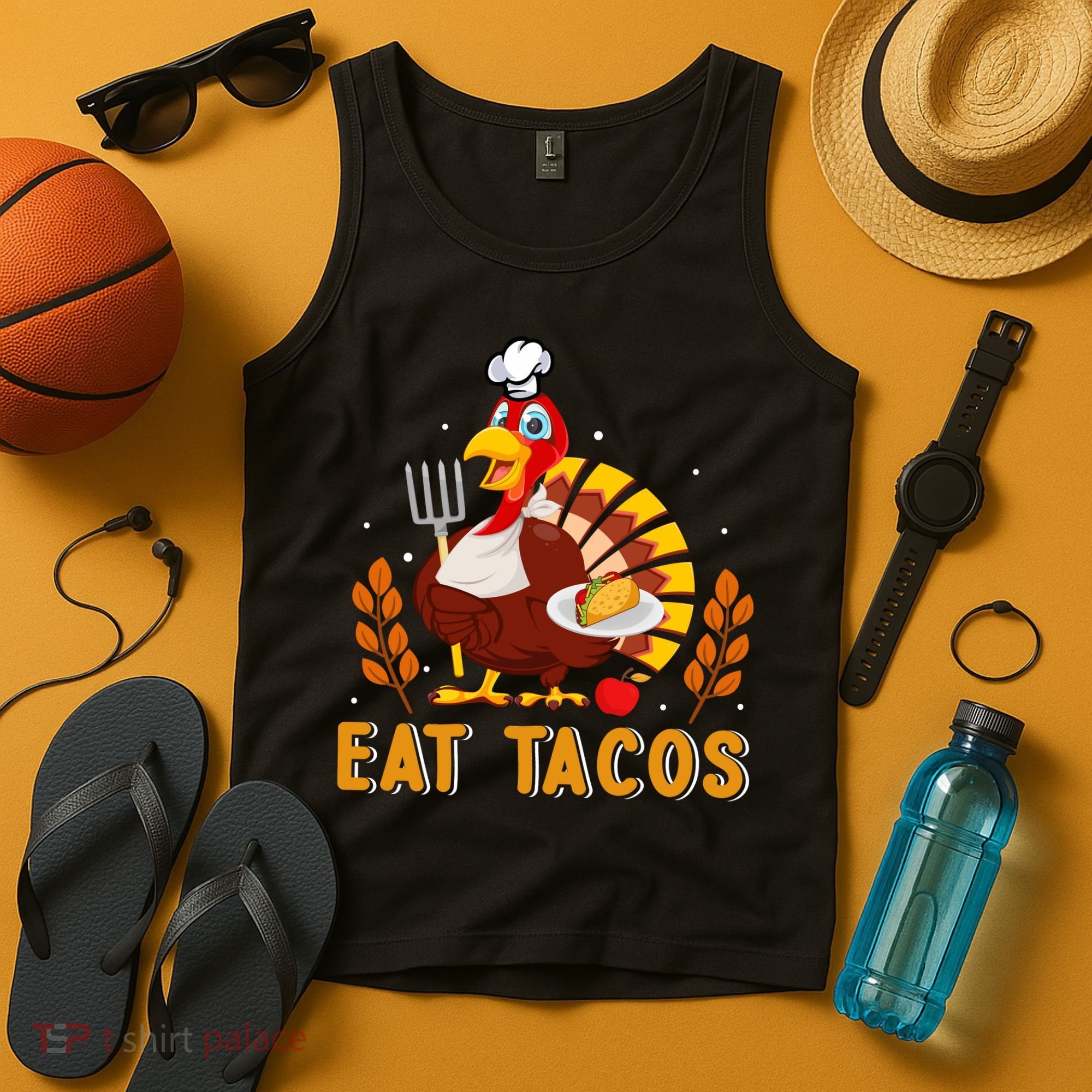 Funny Thanksgiving Turkey Eat Tacos Tank Top