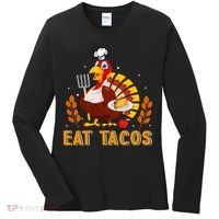 Funny Thanksgiving Turkey Eat Tacos Women's Long Sleeve Shirt thumb 0