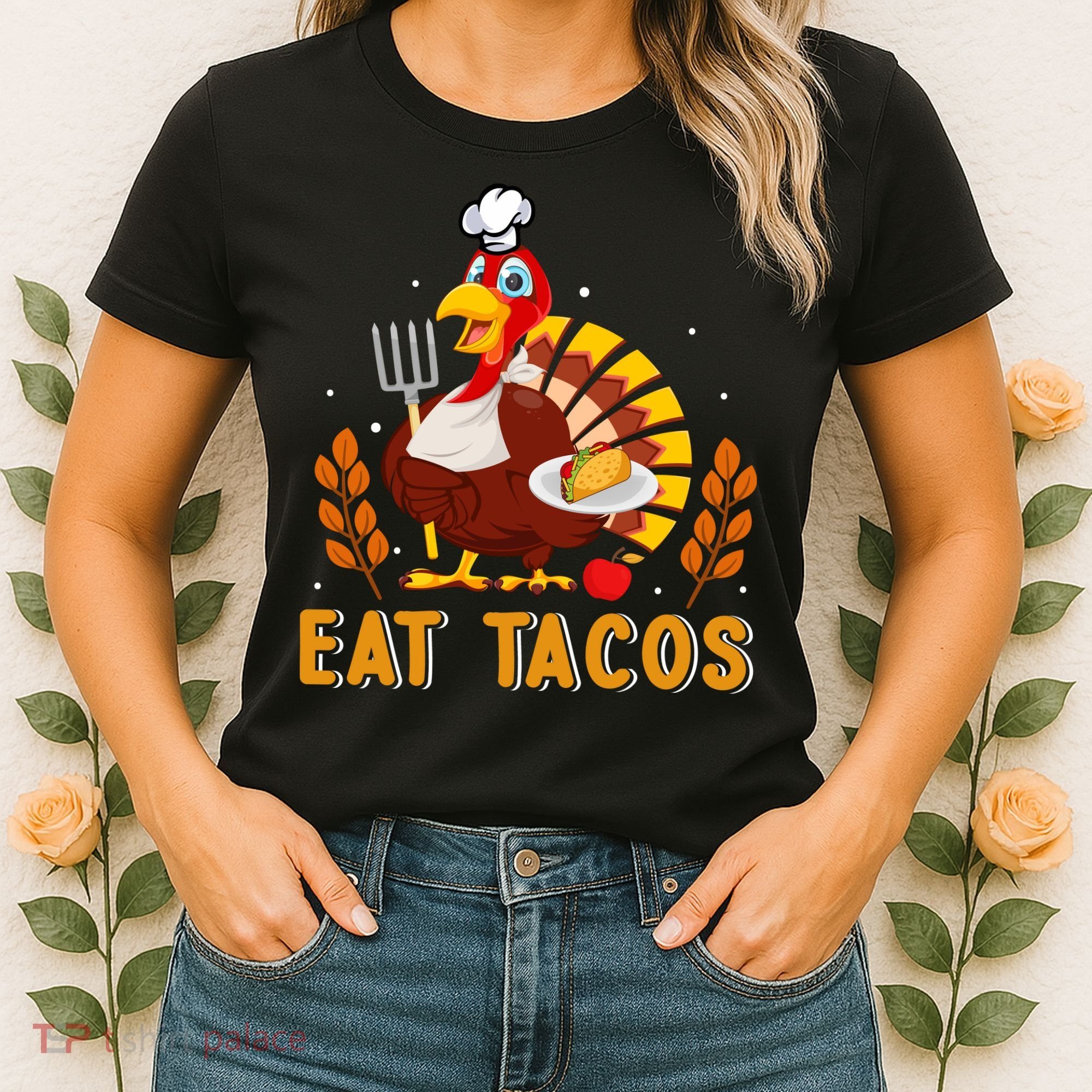 Funny Thanksgiving Turkey Eat Tacos Women's T-Shirt
