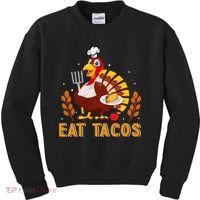 Funny Thanksgiving Turkey Eat Tacos Kids Sweatshirt thumb 0