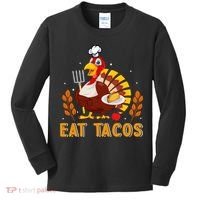 Funny Thanksgiving Turkey Eat Tacos Kids Long Sleeve Shirt thumb 0