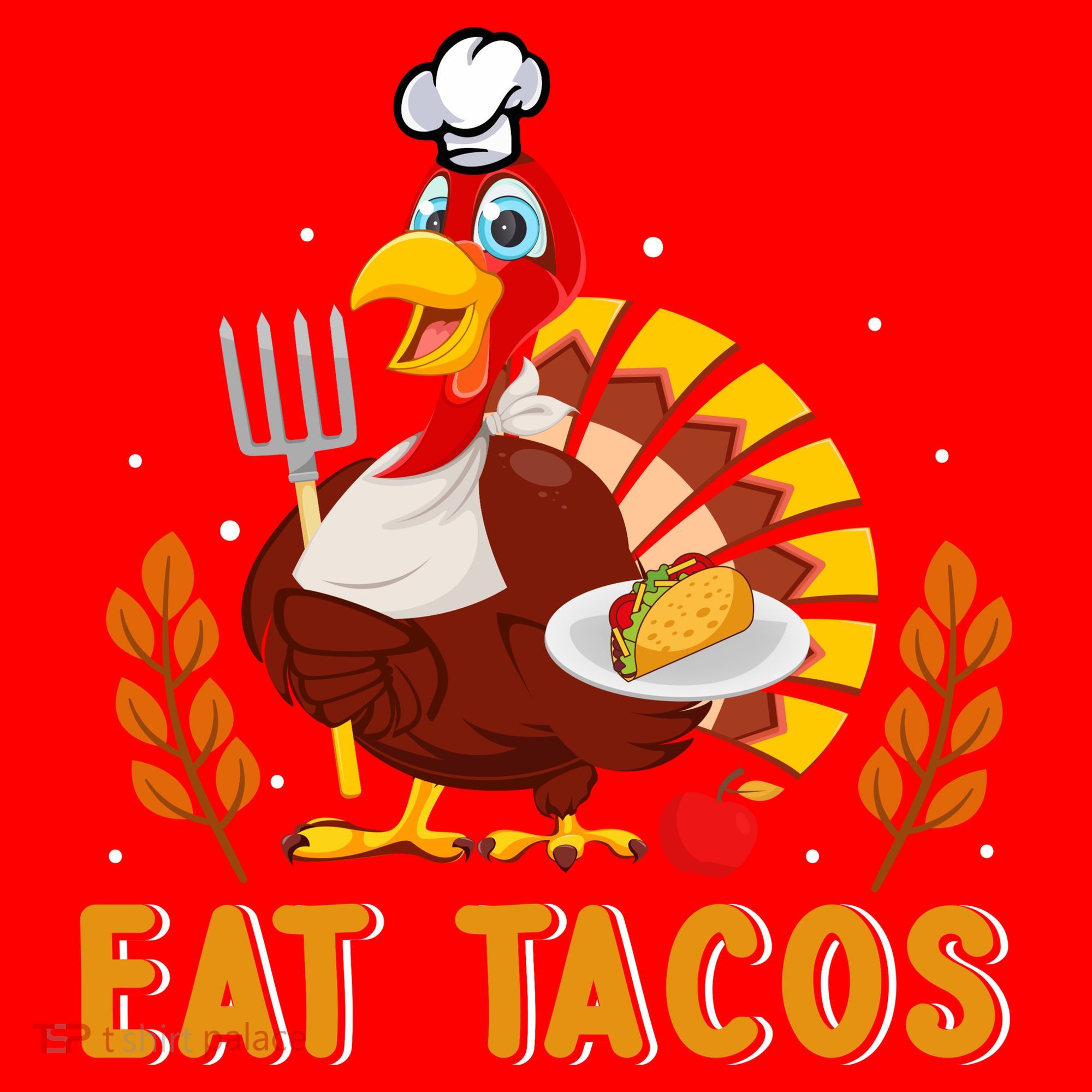 Funny Thanksgiving Turkey Eat Tacos Santa Hat