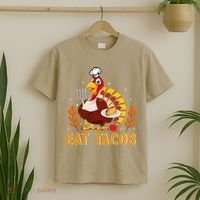Funny Thanksgiving Turkey Eat Tacos T-Shirt thumb 2