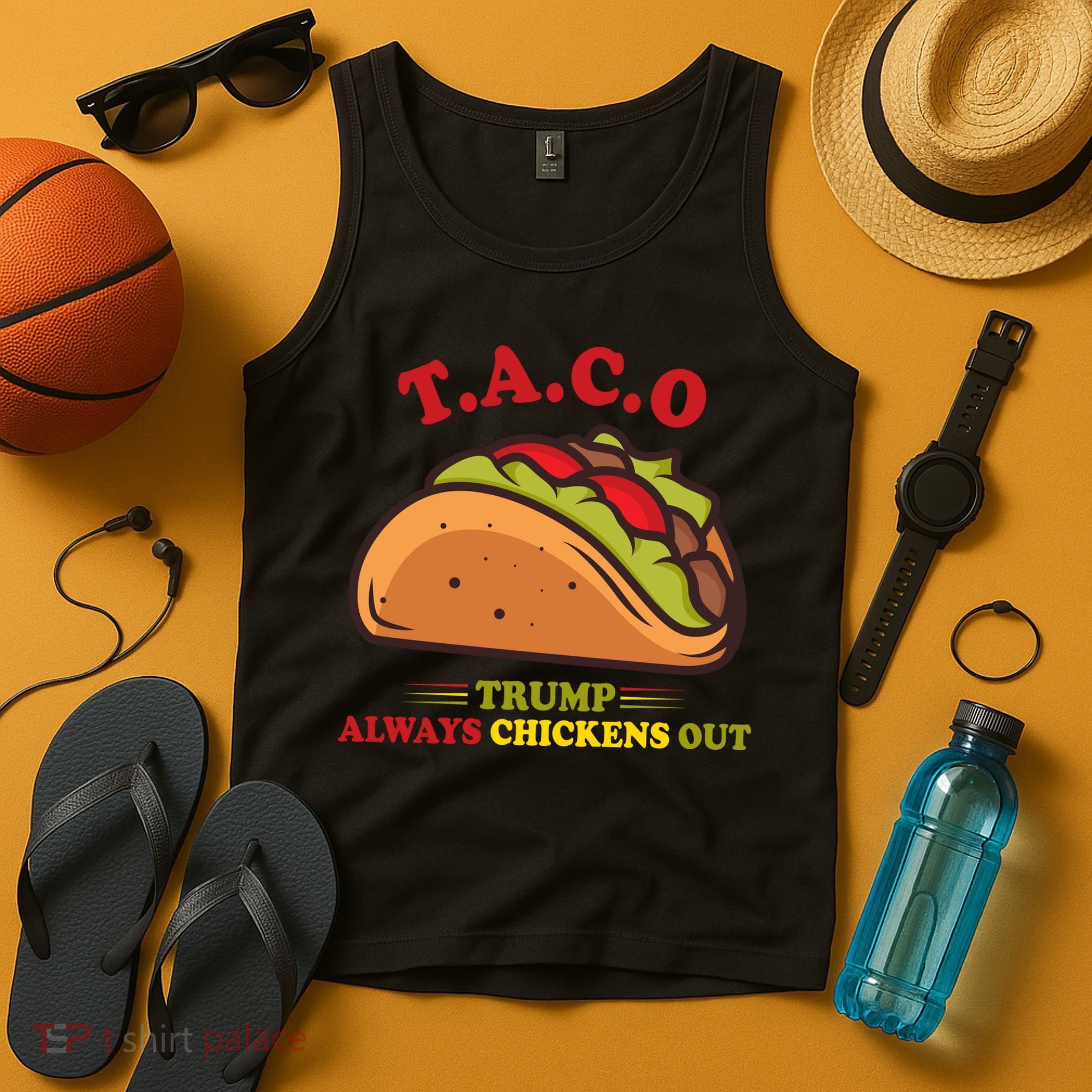Funny Taco Trump Always Chickens Out Tank Top