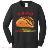 Funny Taco Trump Always Chickens Out Kids Long Sleeve Shirt thumb 0