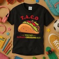 Funny Taco Trump Always Chickens Out Kids T-Shirt thumb 3