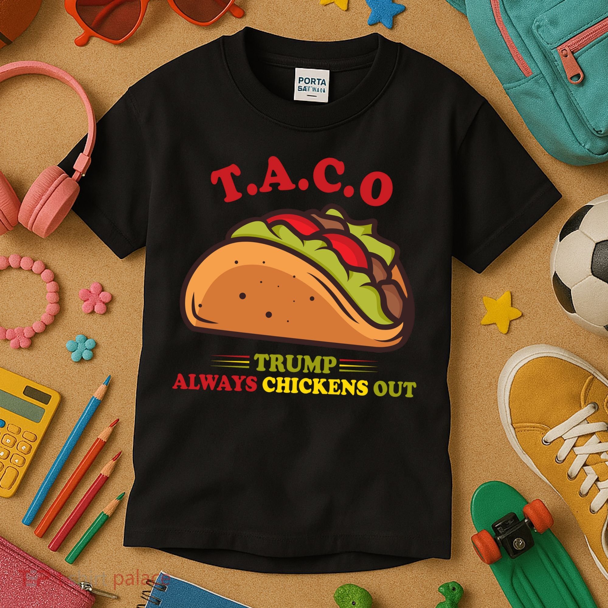 Funny Taco Trump Always Chickens Out Kids T-Shirt