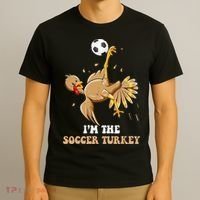 Funny Thanksgiving Turkey Soccer T-Shirt thumb 3