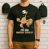 Funny Thanksgiving Turkey Soccer T-Shirt thumb 6