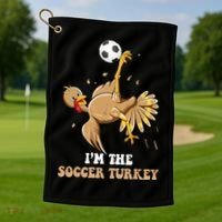 Funny Thanksgiving Turkey Soccer Golf Towel thumb 1