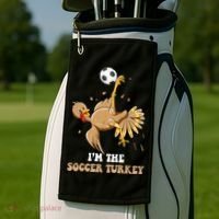 Funny Thanksgiving Turkey Soccer Golf Towel thumb 2