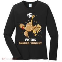 Funny Thanksgiving Turkey Soccer Women's Long Sleeve Shirt thumb 0