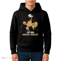 Funny Thanksgiving Turkey Soccer Kids Hoodie thumb 4