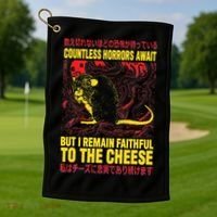 Faithful To The Cheese Japanese Horror Rat Golf Towel thumb 1