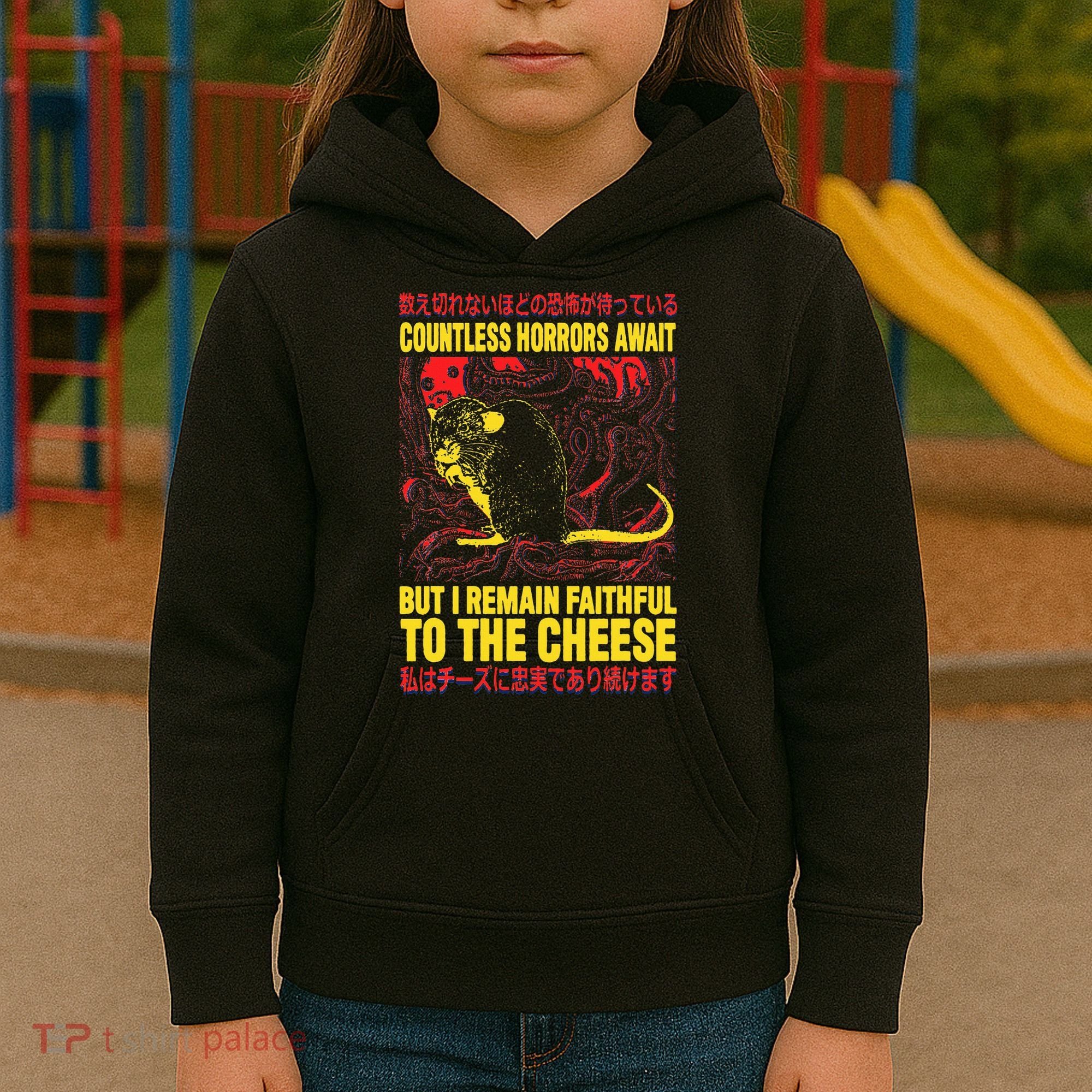 Faithful To The Cheese Japanese Horror Rat Kids Hoodie