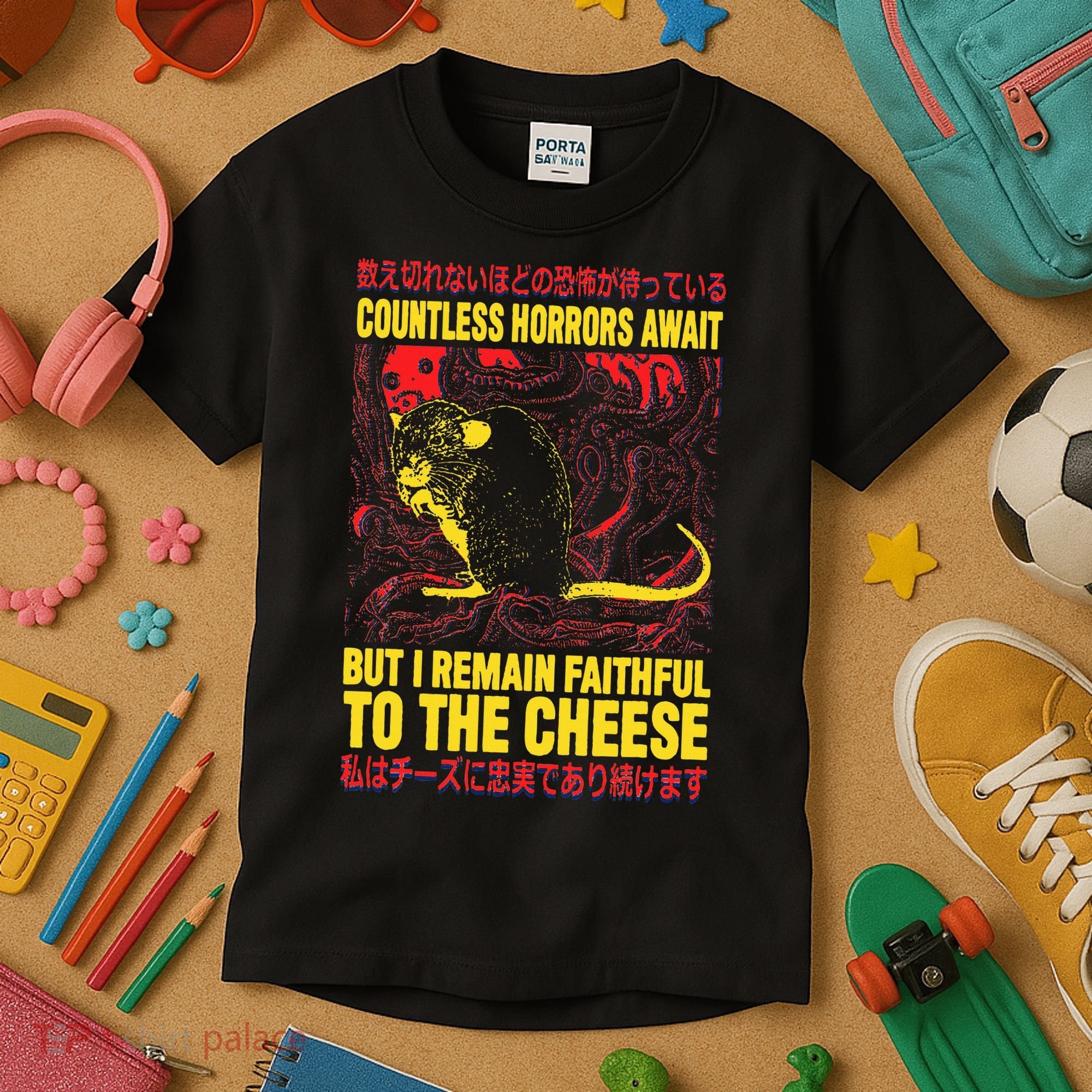 Faithful To The Cheese Japanese Horror Rat Kids T-Shirt