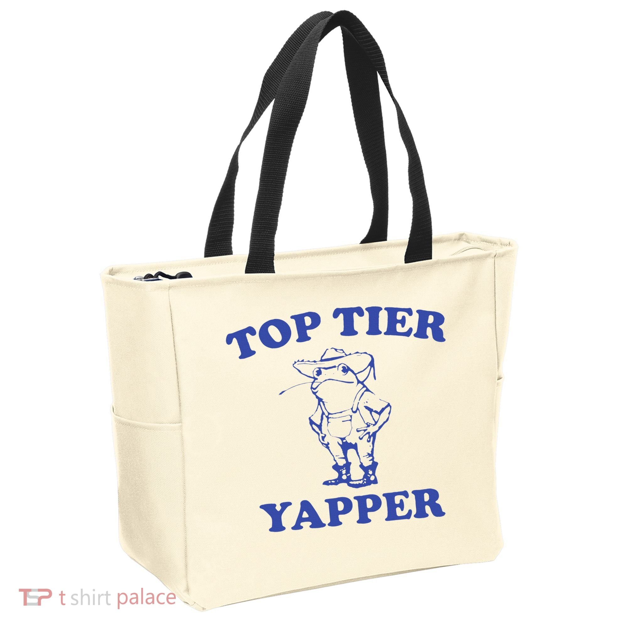 Funny Top Tier Yapper Funny Meme Cowboy Frog Yapping Quote Tote Bag