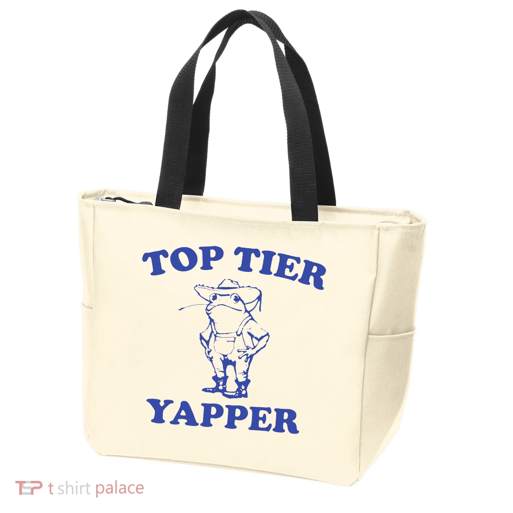 Funny Top Tier Yapper Funny Meme Cowboy Frog Yapping Quote Tote Bag