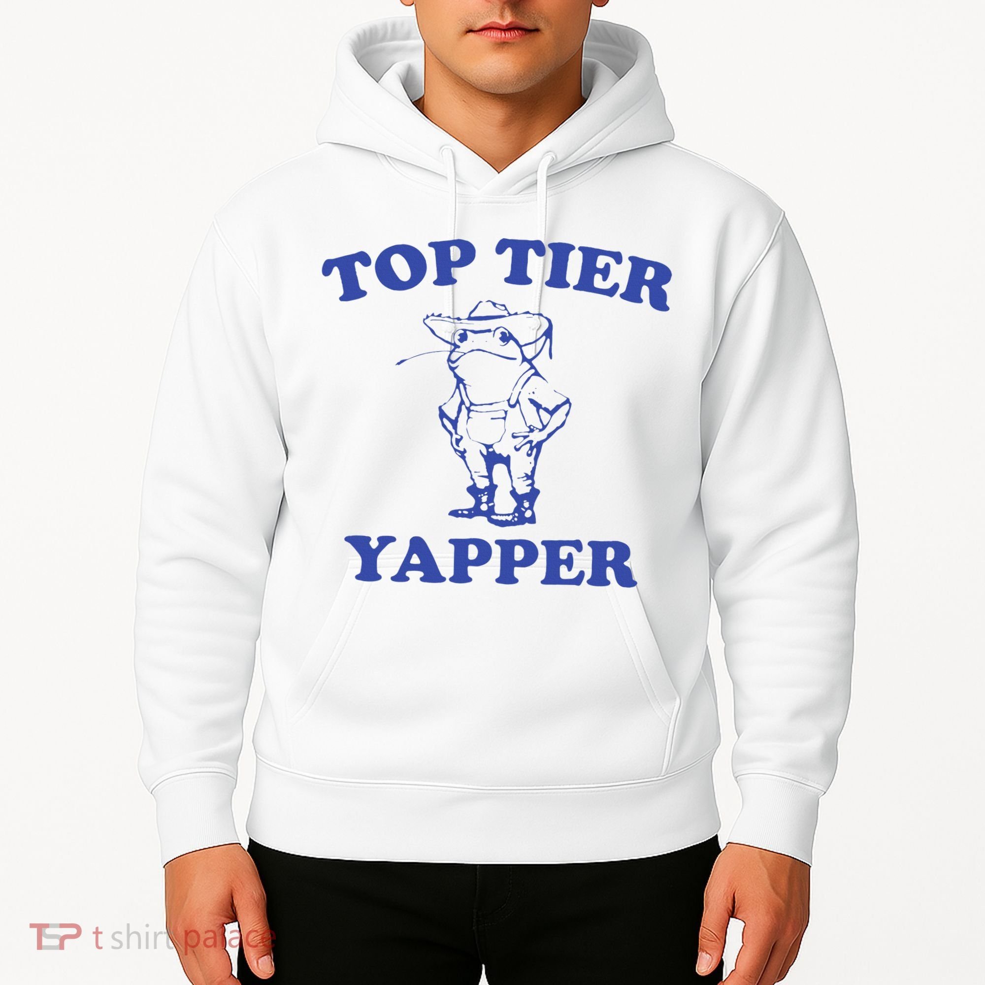 Funny Top Tier Yapper Funny Meme Cowboy Frog Yapping Quote Hoodie