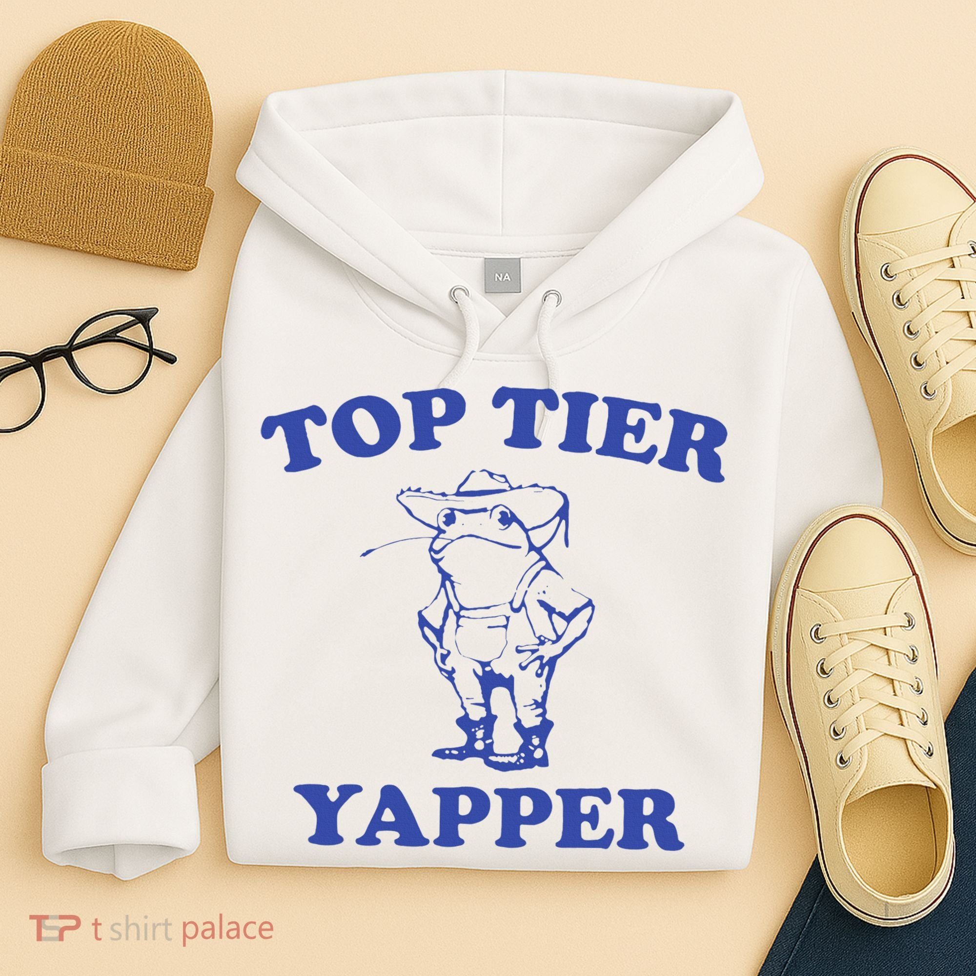 Funny Top Tier Yapper Funny Meme Cowboy Frog Yapping Quote Hoodie