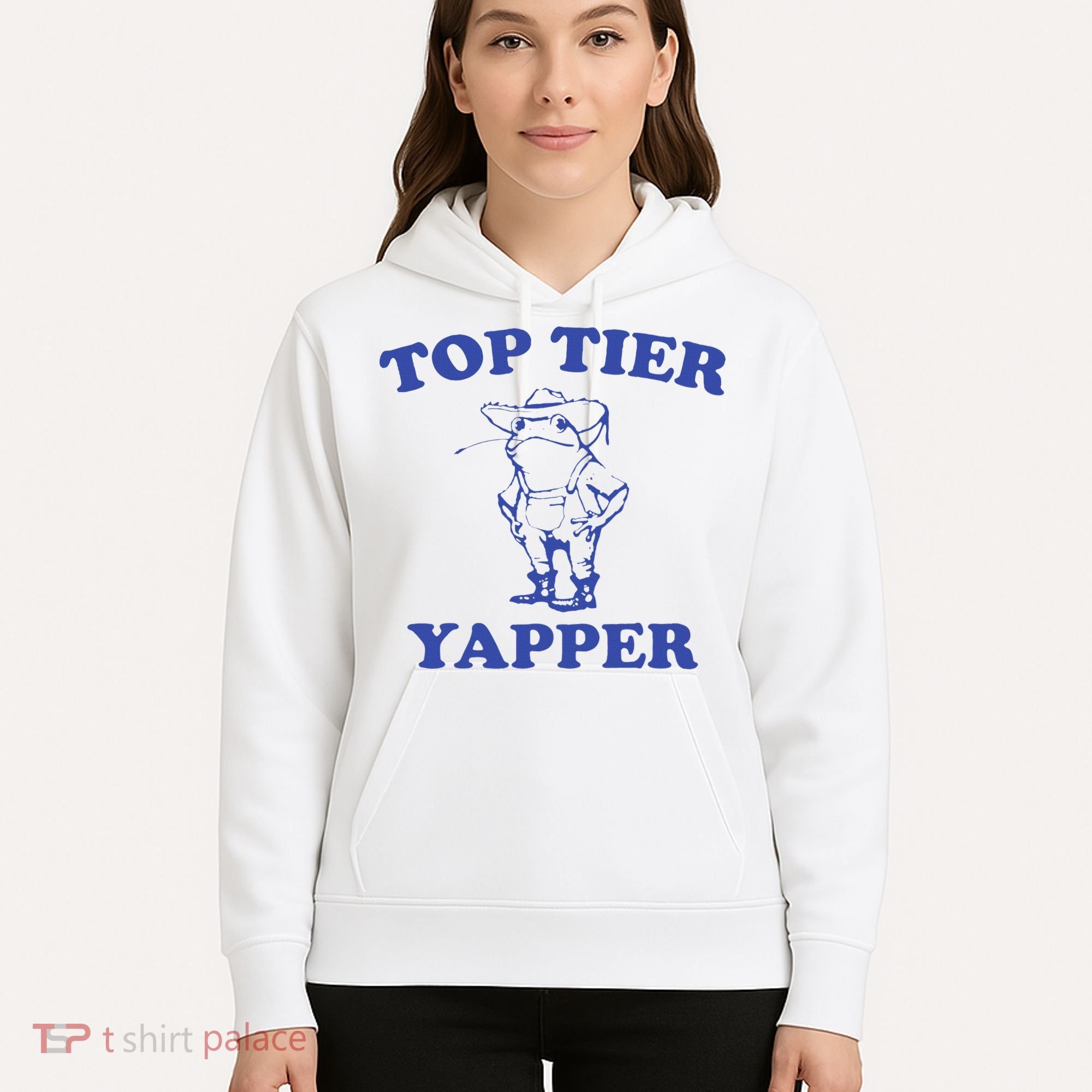 Funny Top Tier Yapper Funny Meme Cowboy Frog Yapping Quote Hoodie