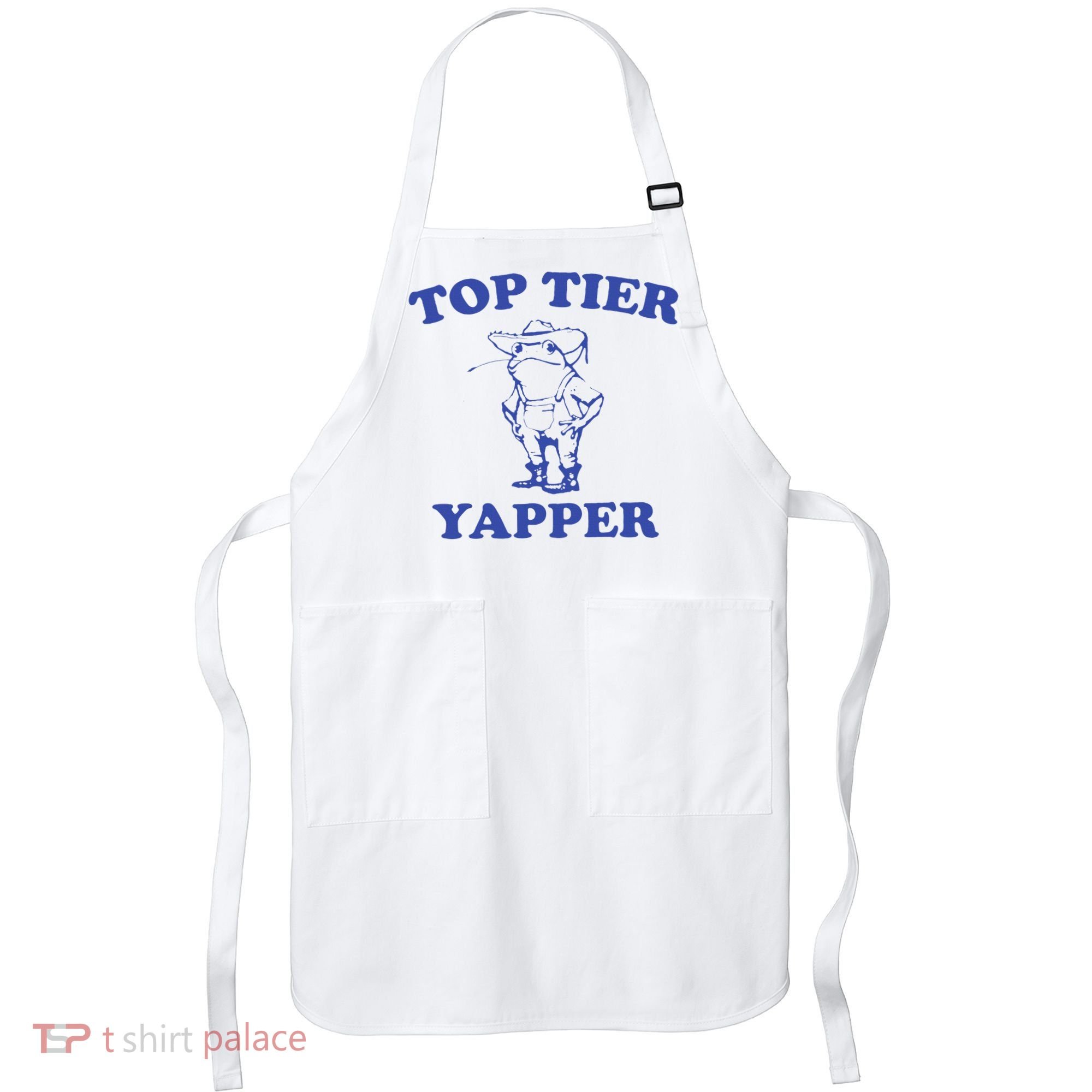 Funny Top Tier Yapper Funny Meme Cowboy Frog Yapping Quote Apron