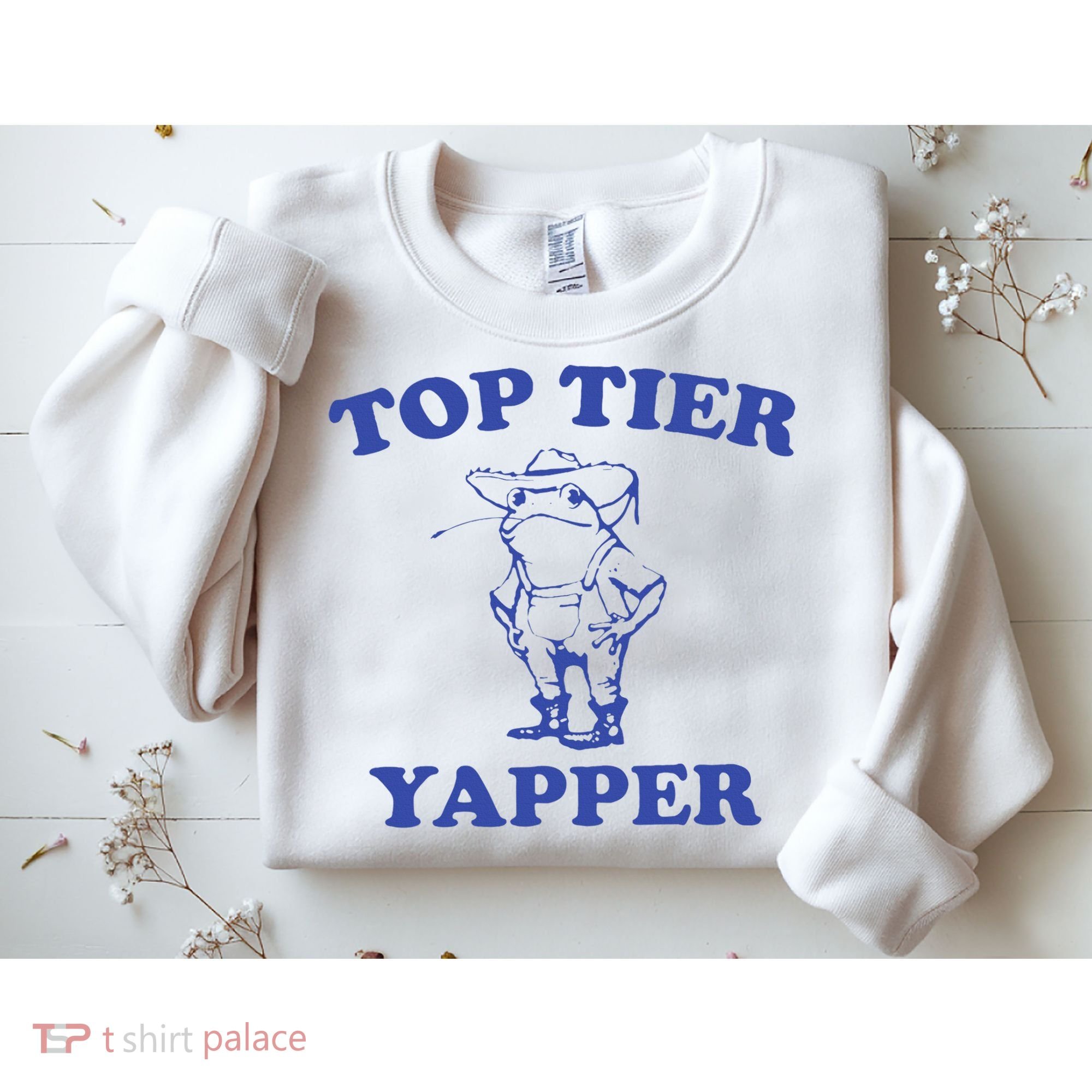 Funny Top Tier Yapper Funny Meme Cowboy Frog Yapping Quote Sweatshirt