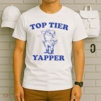 Funny Top Tier Yapper Funny Meme Cowboy Frog Yapping Quote T-Shirt thumb 6