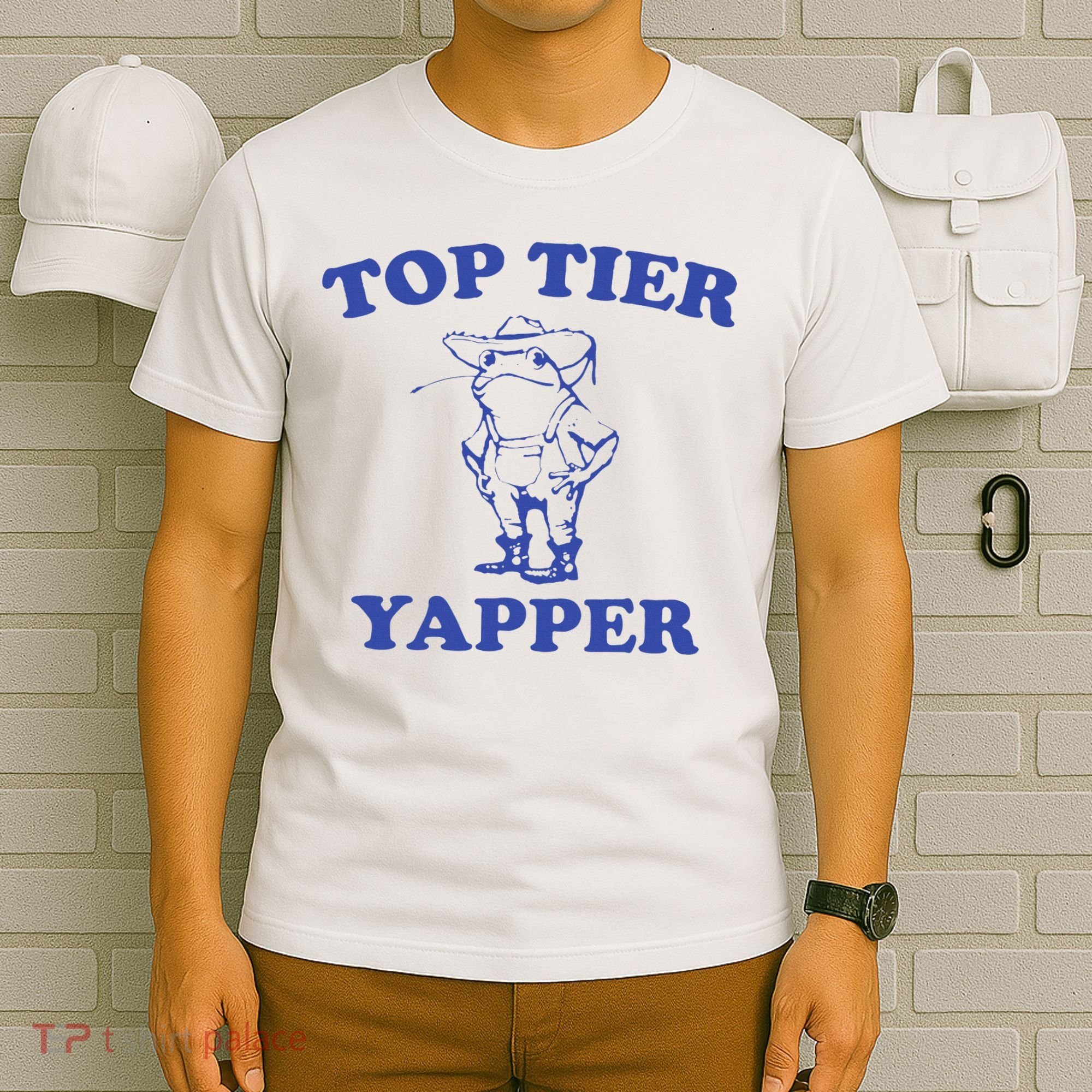 Funny Top Tier Yapper Funny Meme Cowboy Frog Yapping Quote T-Shirt