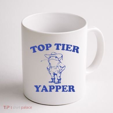 Funny Top Tier Yapper Funny Meme Cowboy Frog Yapping Quote Coffee Mug back