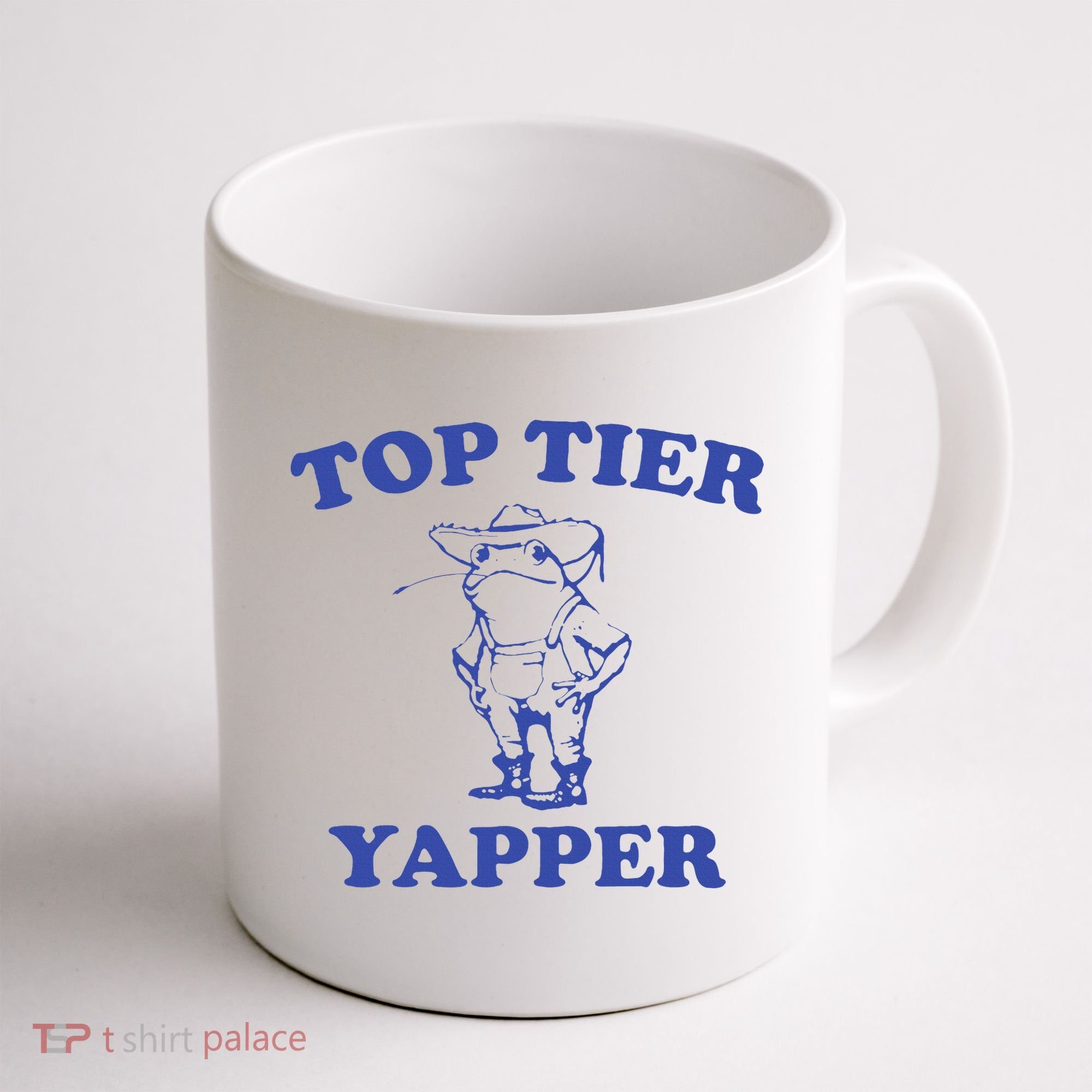 Funny Top Tier Yapper Funny Meme Cowboy Frog Yapping Quote Coffee Mug
