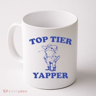 Funny Top Tier Yapper Funny Meme Cowboy Frog Yapping Quote Coffee Mug
