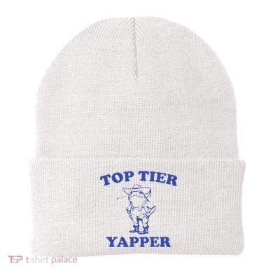 Funny Top Tier Yapper Funny Meme Cowboy Frog Yapping Quote Beanie