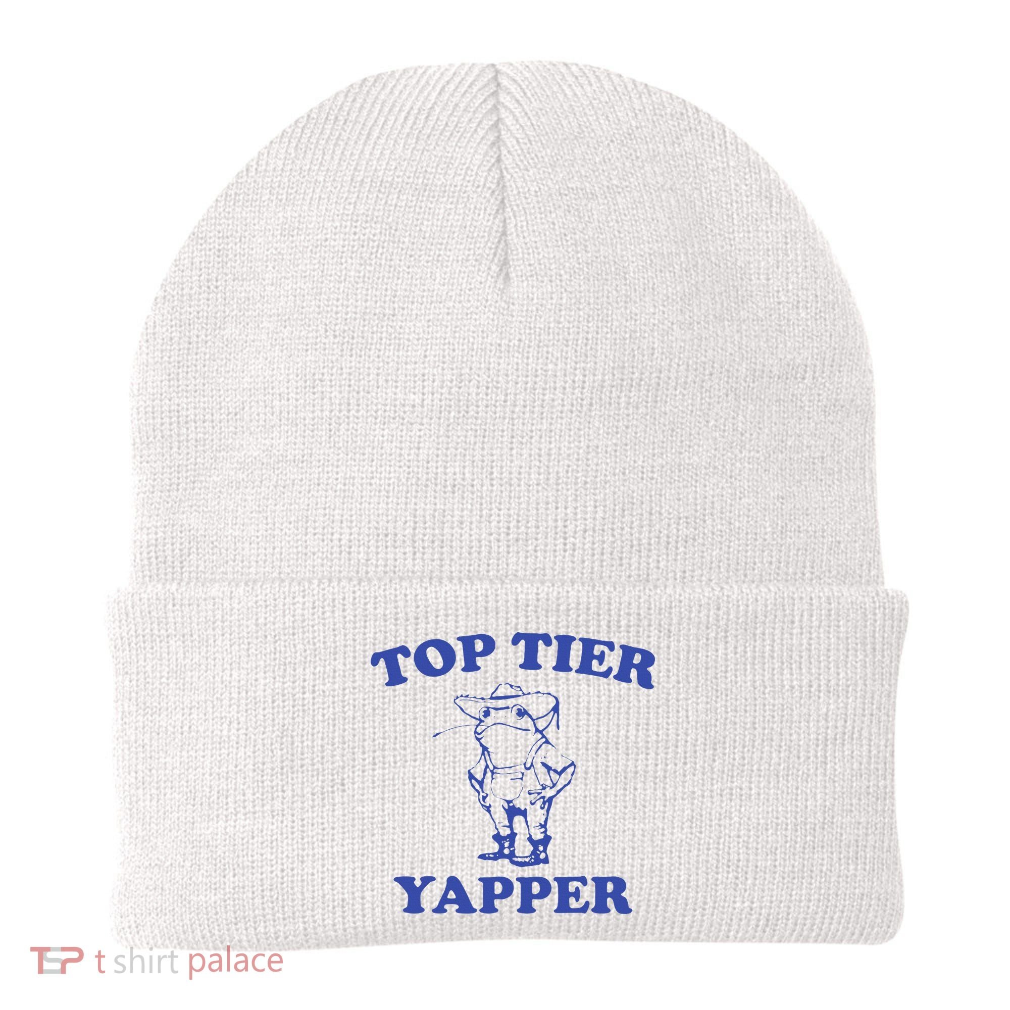 Funny Top Tier Yapper Funny Meme Cowboy Frog Yapping Quote Beanie