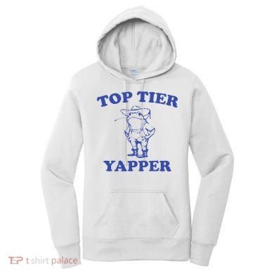 Funny Top Tier Yapper Funny Meme Cowboy Frog Yapping Quote Women's Hoodie